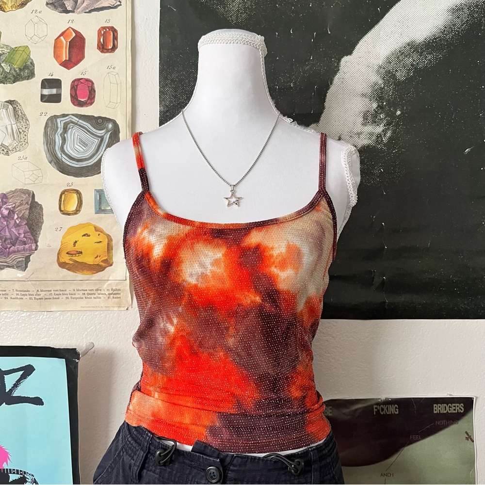 ⚡️ Y2K Tie-Dye Mesh Sparkly Cami ⚡️